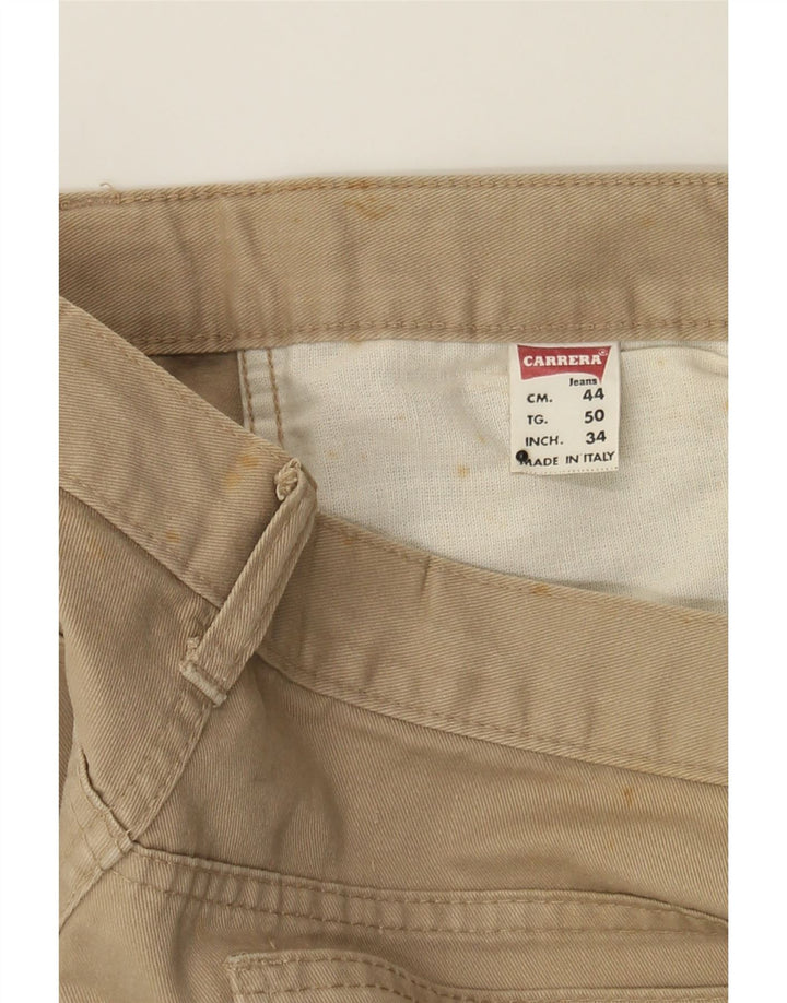 CARRERA Mens Straight Casual Trousers W34 L31 Beige Cotton Vintage Carrera and Second-Hand Carrera from Messina Hembry 