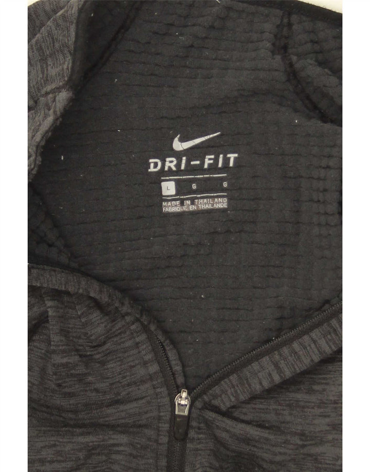 Nike Mens Dri Fit Zip Neck Top Manga Longa Grande Cinza Salpicado