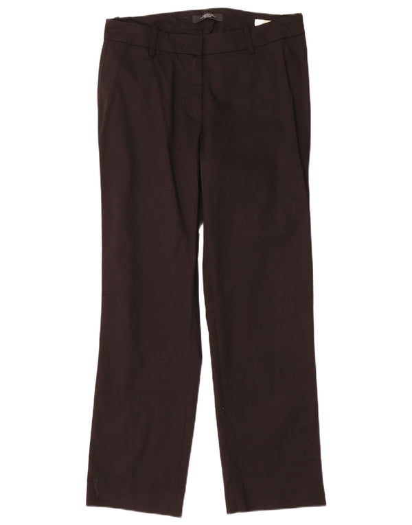 Calça chino reta feminina Max Mara UK 10 pequena W30 L28 algodão preto