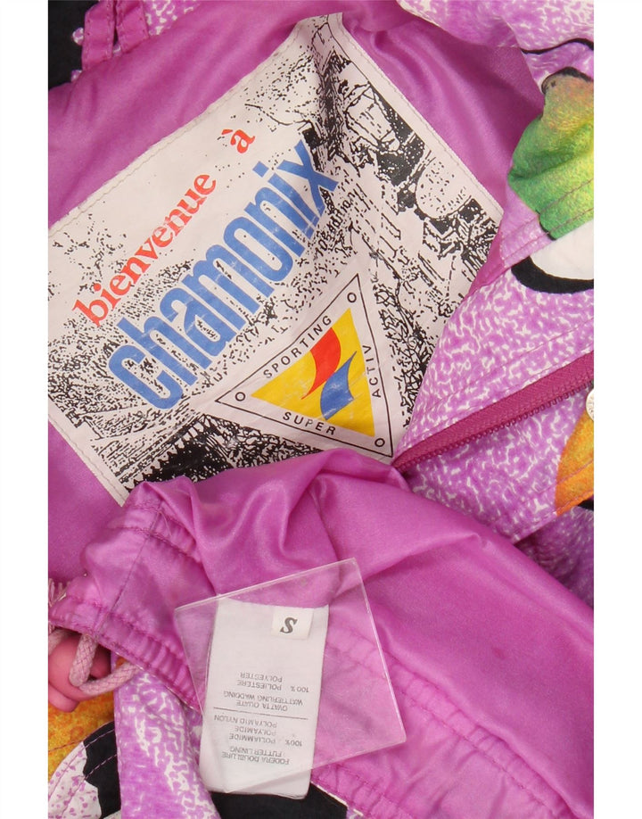 Jaqueta feminina Chamonix com padrão abstrato oversized Anorak Reino Unido 10 pequena roxa
