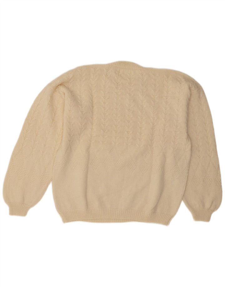 Suéter masculino vintage com gola redonda, grande esbranquiçado