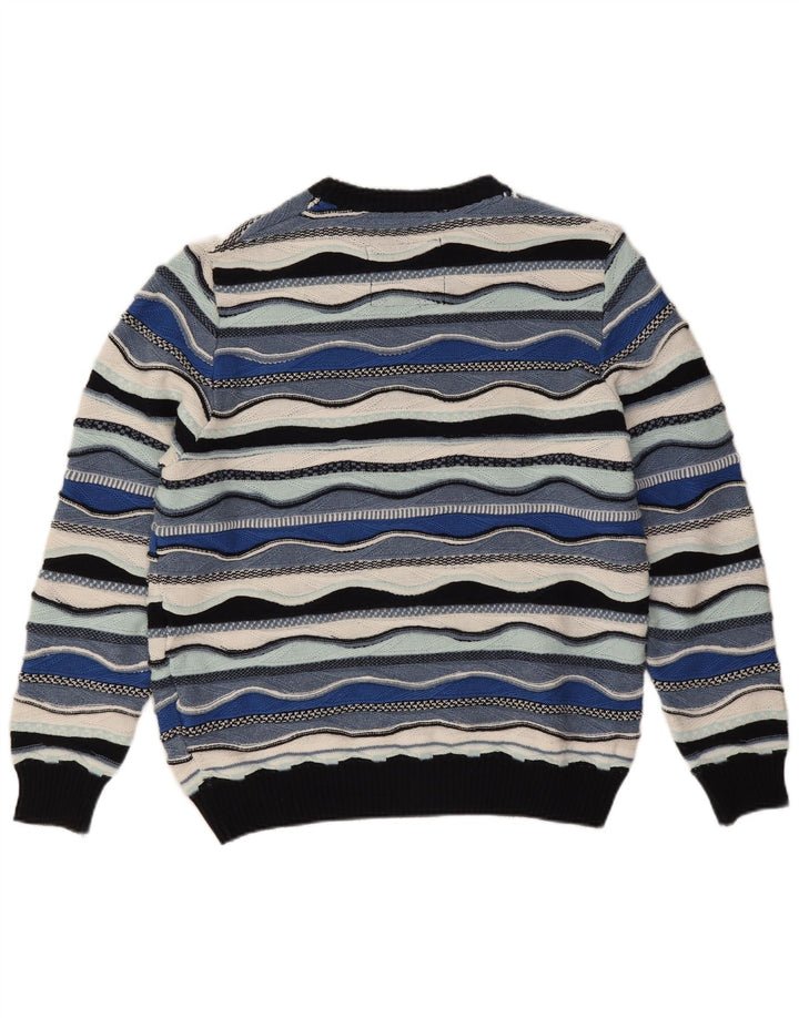 Suéter masculino Roger Kent com gola redonda EU 52 grande bloco colorido azul