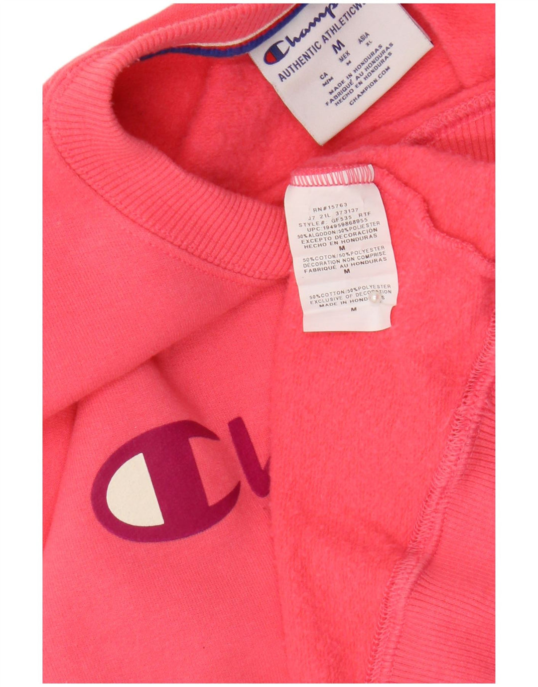 Champion feminino gráfico oversized moletom jumper UK 14 médio rosa
