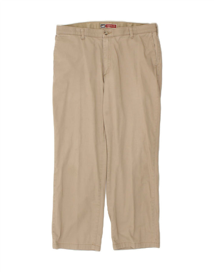 LEE Mens Custom Fit Straight Chino Trousers W36 L30 Beige Cotton Vintage Lee and Second-Hand Lee from Messina Hembry 