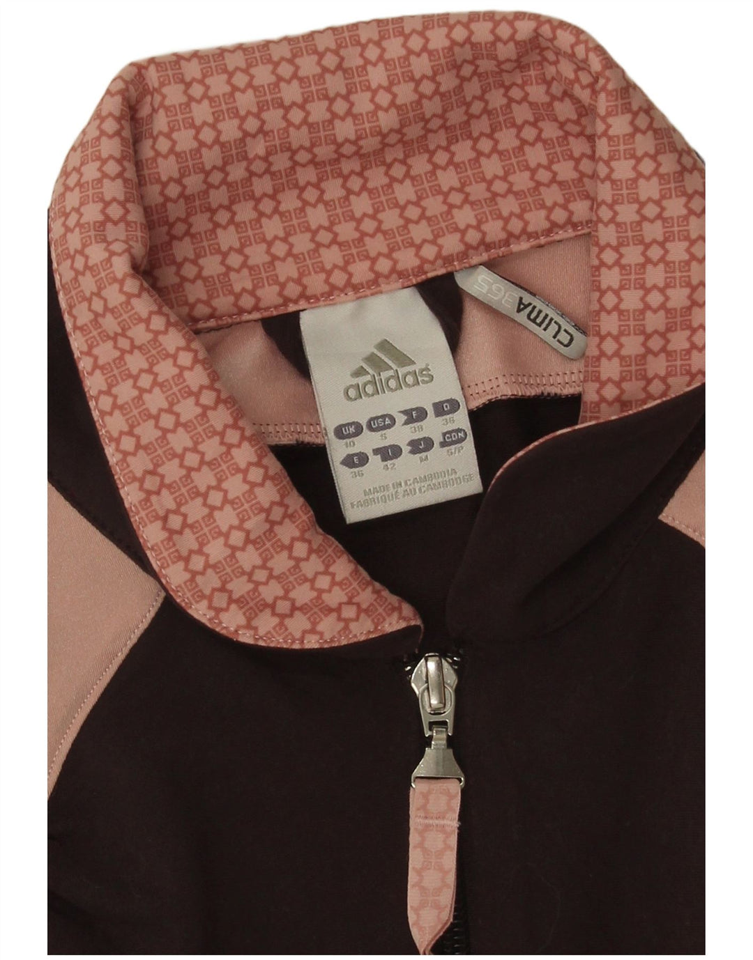 Adidas Womens Tracksuit Top Jacket UK 10 Pequeno Marrom Colourblock Poliéster