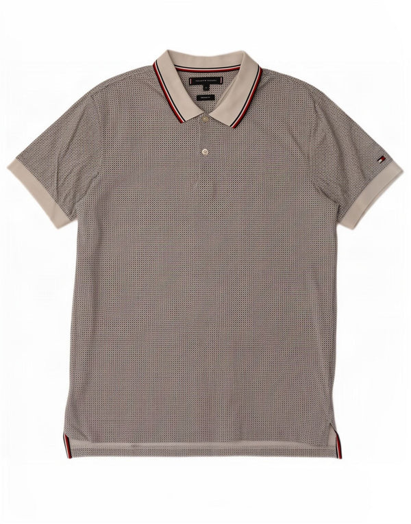Camisa polo masculina Tommy Hilfiger Regular Fit de algodão manchado branco médio