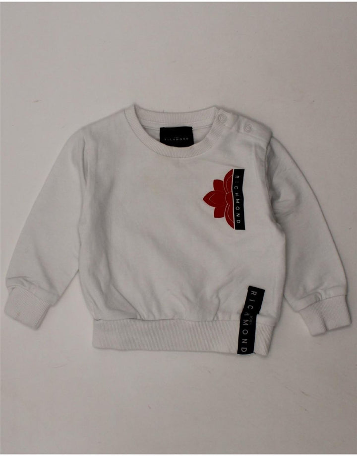 RICHMOND Baby Boys Graphic Sweatshirt Jumper 3-6 Months White Cotton Vintage Richmond and Second-Hand Richmond from Messina Hembry 