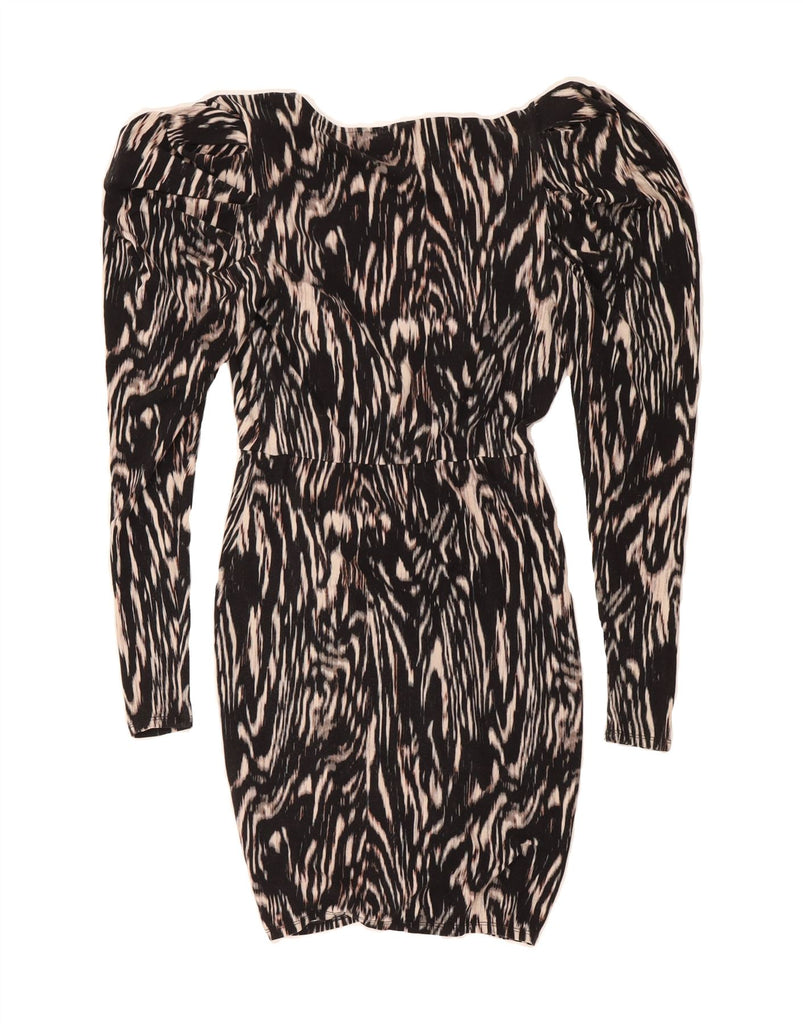 TED BAKER Womens Long Sleeve Bodycon Dress Size 1 XS Black Animal Print Vintage Ted Baker and Second-Hand Ted Baker from Messina Hembry 