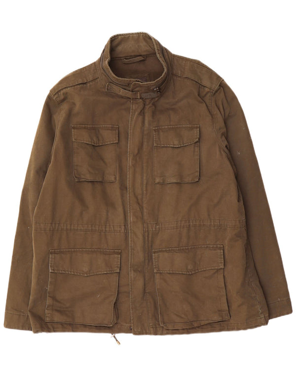 Jaqueta utilitária masculina Marks & Spencer UK 46 3XL algodão cáqui