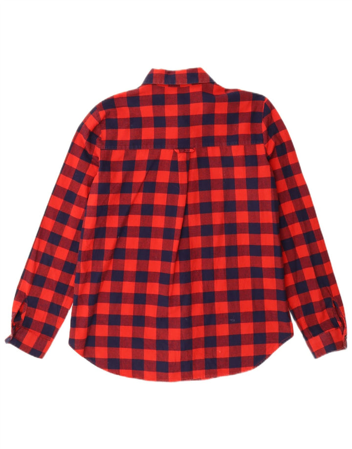 Camisa feminina de flanela grande ZARA Reino Unido 6 XS algodão xadrez vermelho