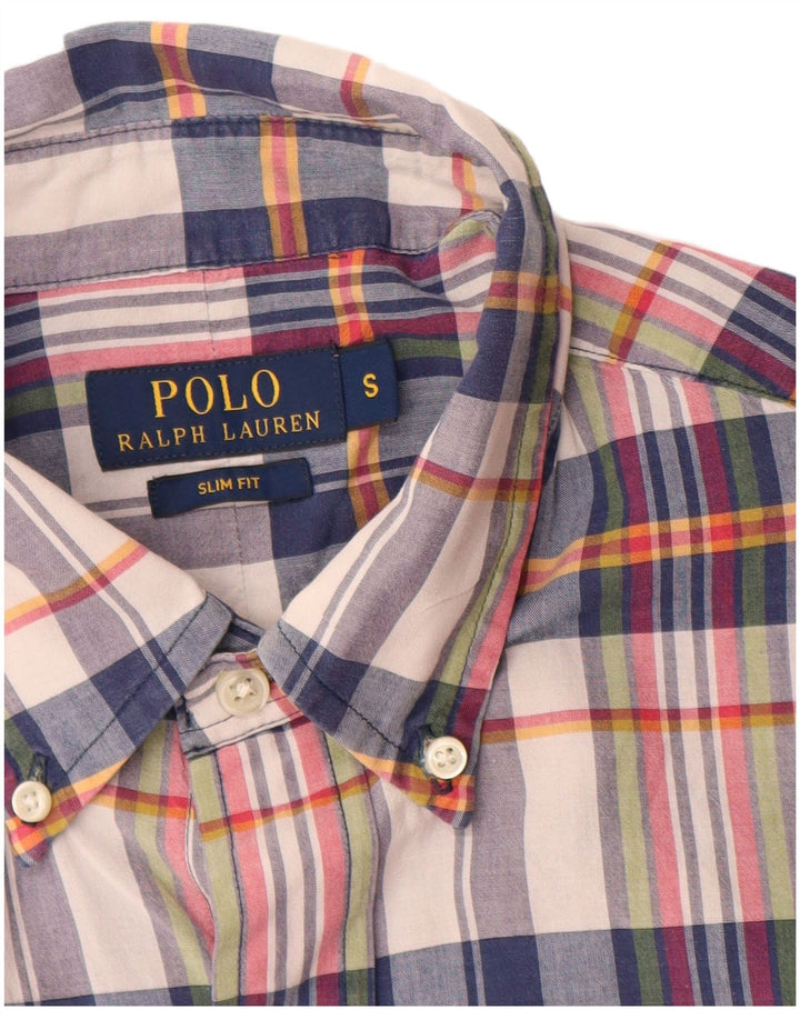 POLO RALPH LAUREN Camisa masculina slim fit pequena xadrez multicolorida