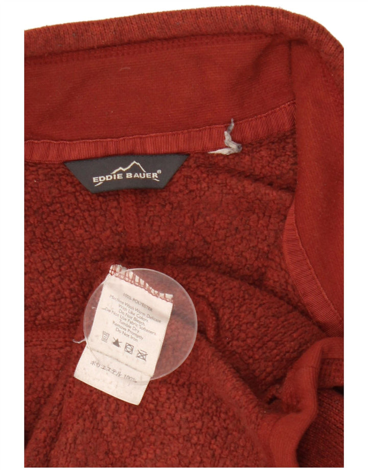 Eddie Bauer Suéter masculino com gola e zíper médio Borgonha salpicado