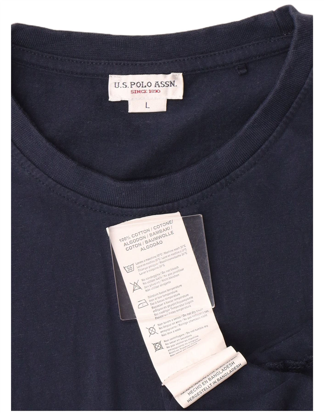 US Polo Assn. Top feminino manga comprida UK 16 grande algodão azul marinho