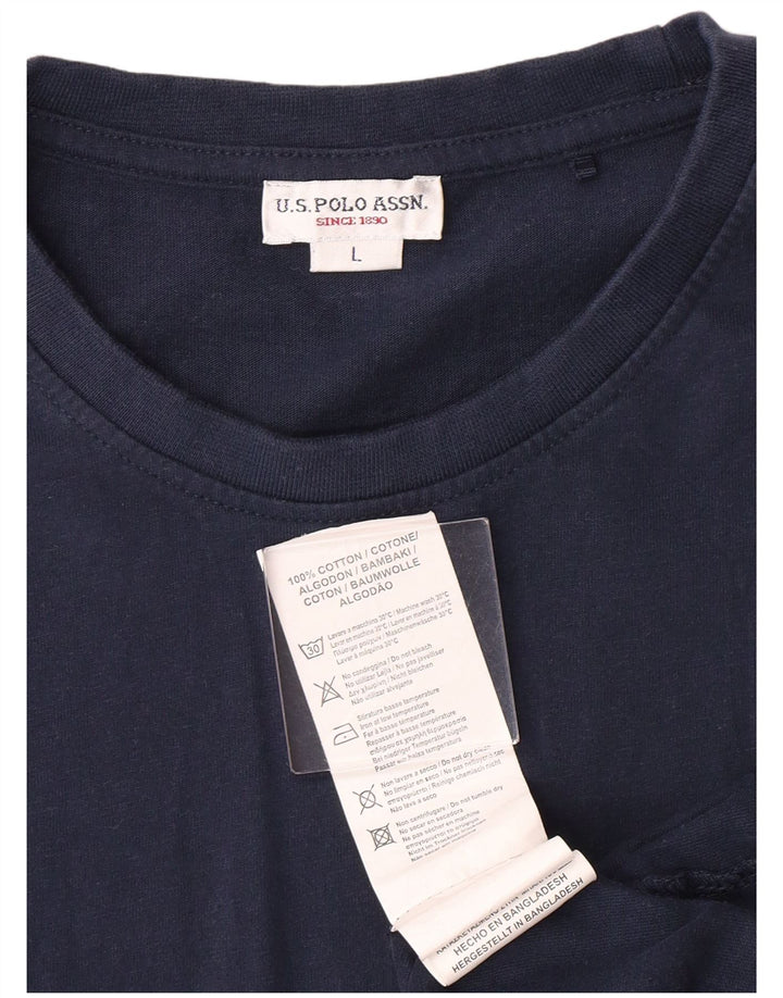 US Polo Assn. Top feminino manga comprida UK 16 grande algodão azul marinho