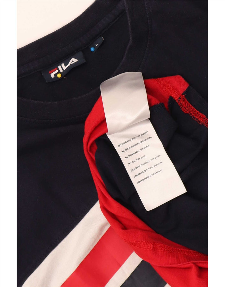 Camiseta masculina Fila Graphic Top grande algodão colorblock multicolorido