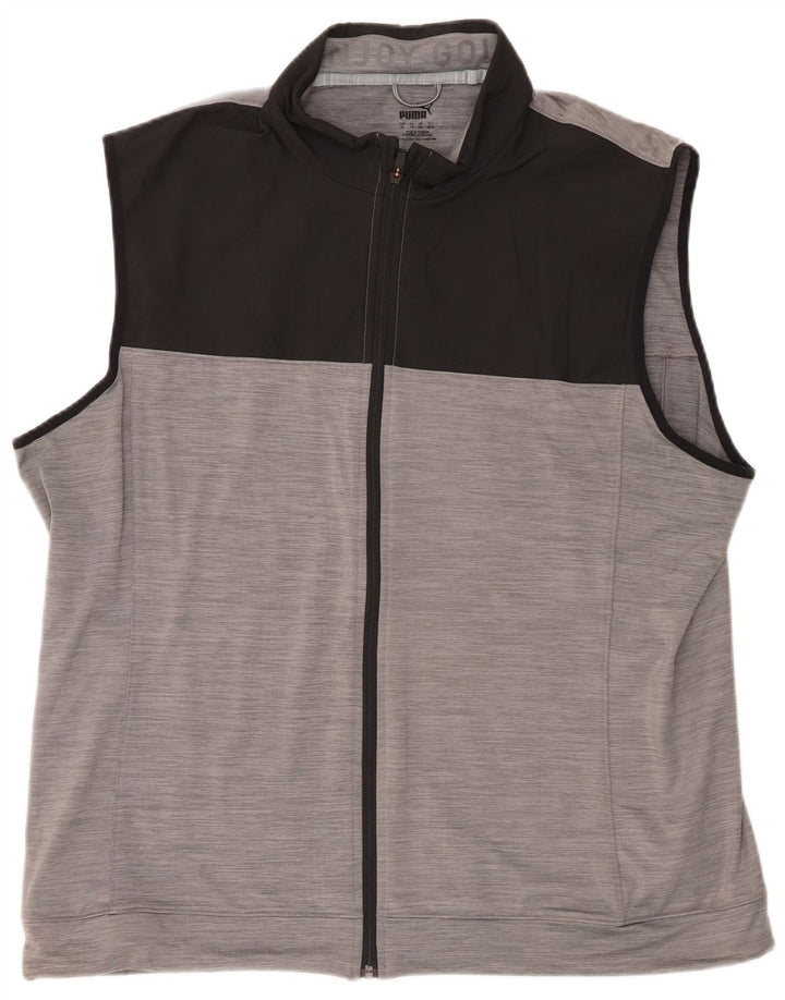 Jaqueta masculina Puma sem mangas com capuz XL cinza Colourblock poliéster