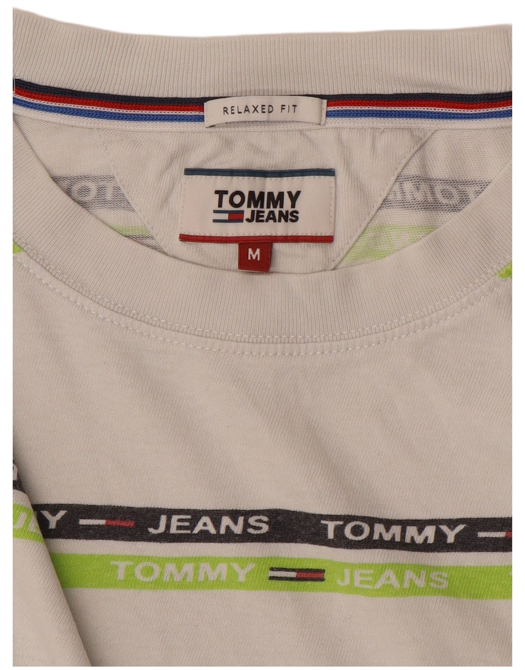 Camiseta Tommy Hilfiger Masculina Relaxed Fit Graphic Top Médio Listrado Branco
