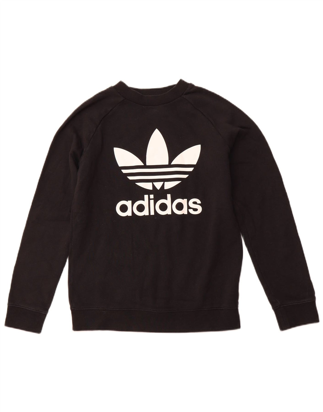 ADIDAS Womens Graphic Sweatshirt Jumper UK 10 Pequeno Algodão Preto
