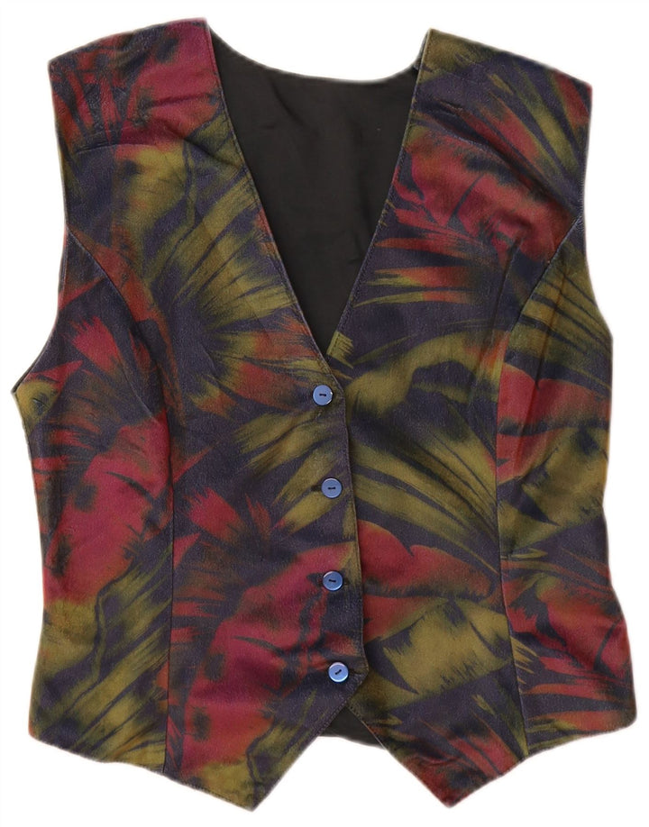 Colete feminino VINTAGE UK 12 médio azul marinho floral