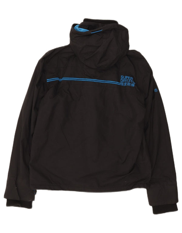 Jaqueta corta-vento masculina Superdry com capuz e blusão UK 42 XL preto nylon