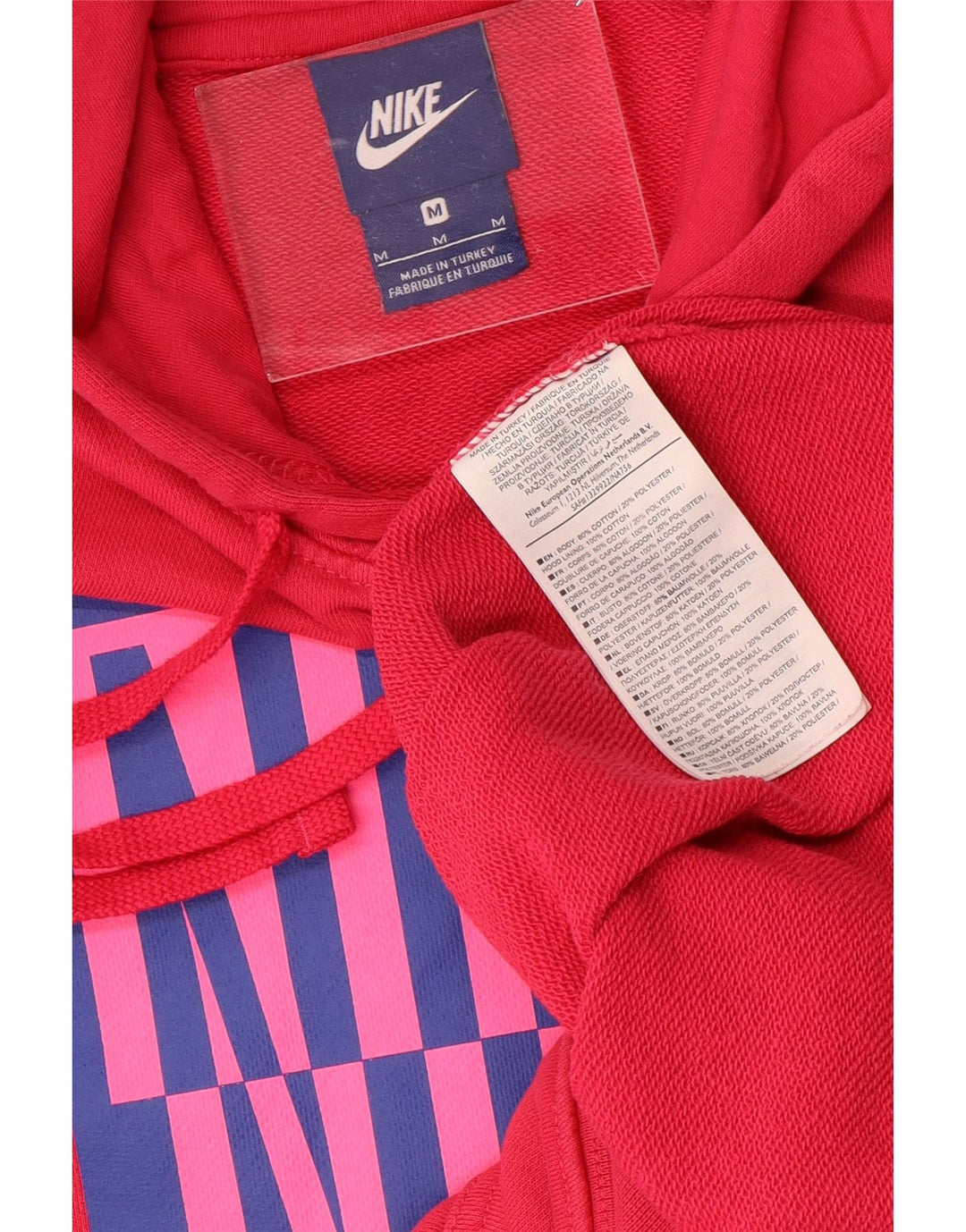 NIKE Mens Graphic Hoodie Jumper Médio Rosa Algodão
