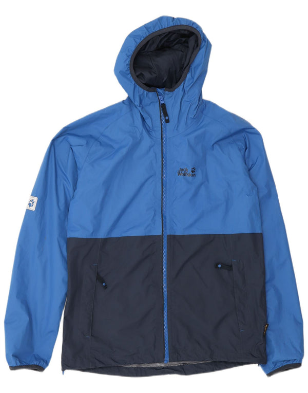 Jaqueta de chuva masculina Jack Wolfskin 15-16 anos azul colorblock poliamida