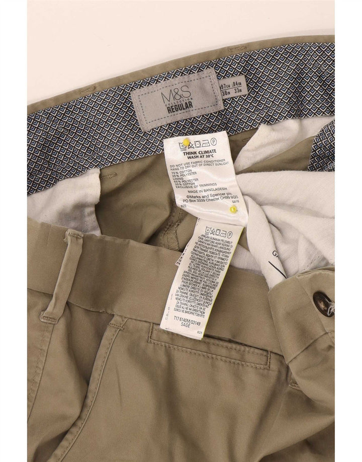 Calça Chino Regular Masculina Marks & Spencer W38 L33 Algodão Bege