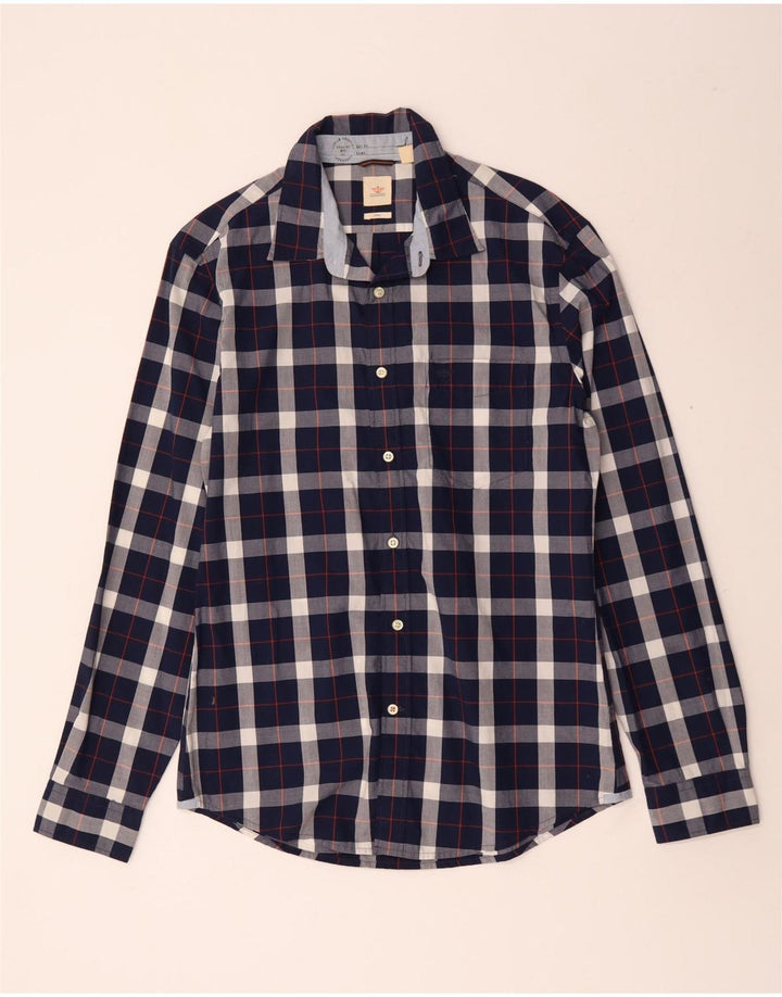 Camisa masculina DOCKERS justa, algodão xadrez azul marinho médio
