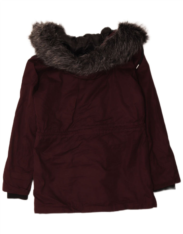 Jaqueta Parka Superdry Feminina com Capuz Oversized Reino Unido 10 Pequena Borgonha