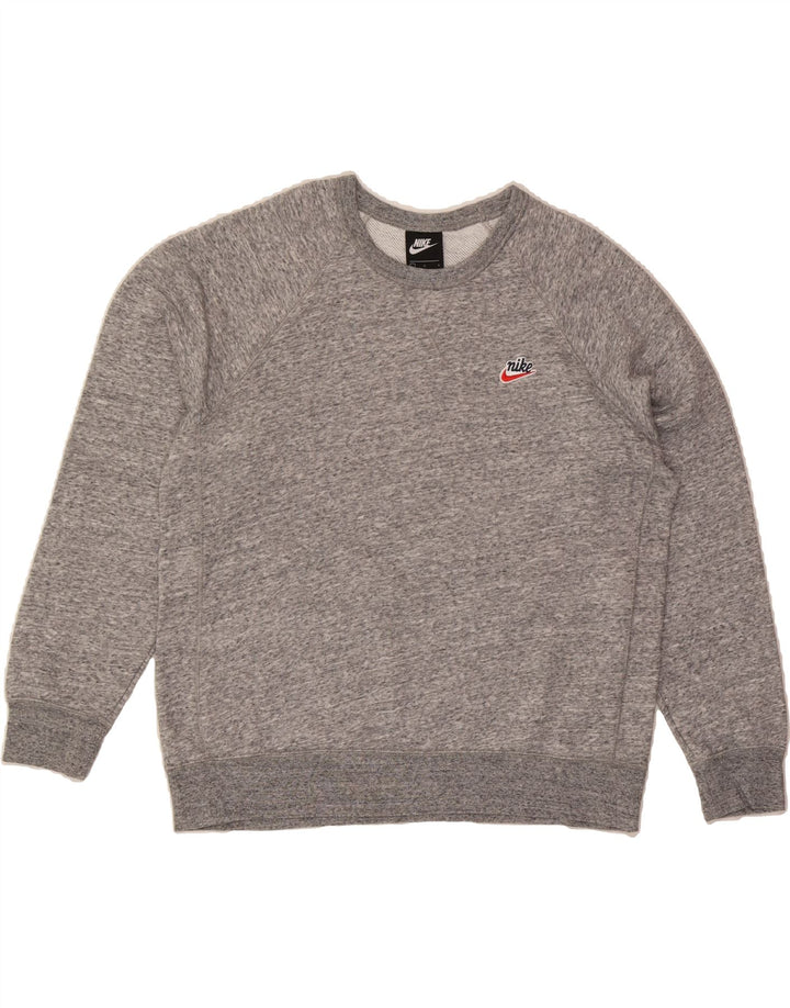 NIKE Mens Sweatshirt Jumper Large Grey Flecked Cotton Vintage Nike and Second-Hand Nike from Messina Hembry 
