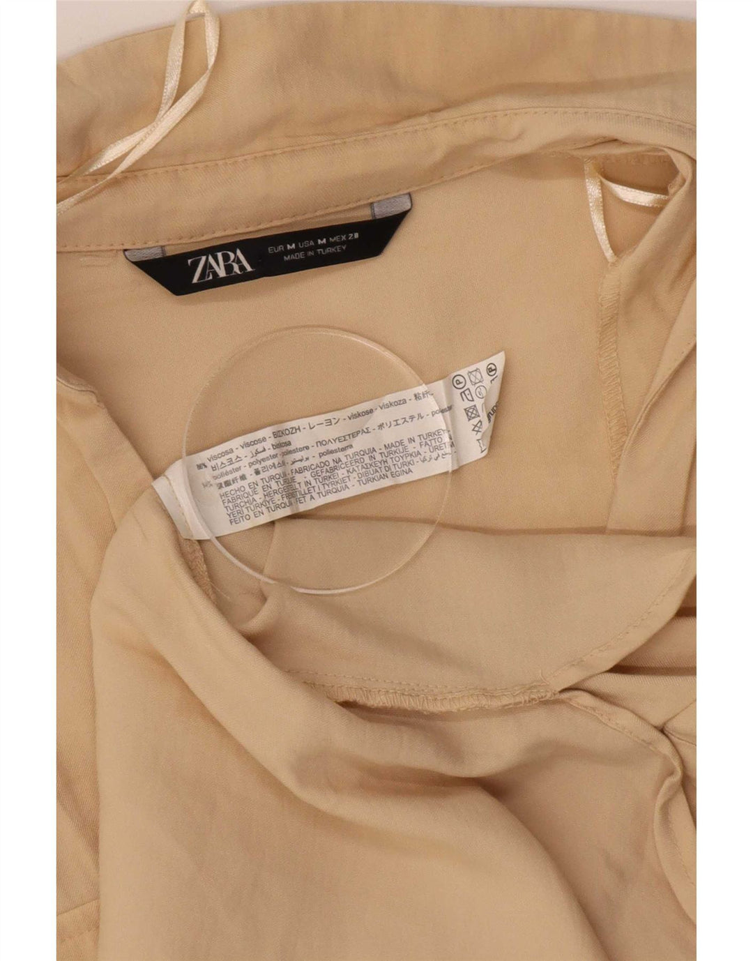 Camisa feminina Zara UK 14 viscose bege médio
