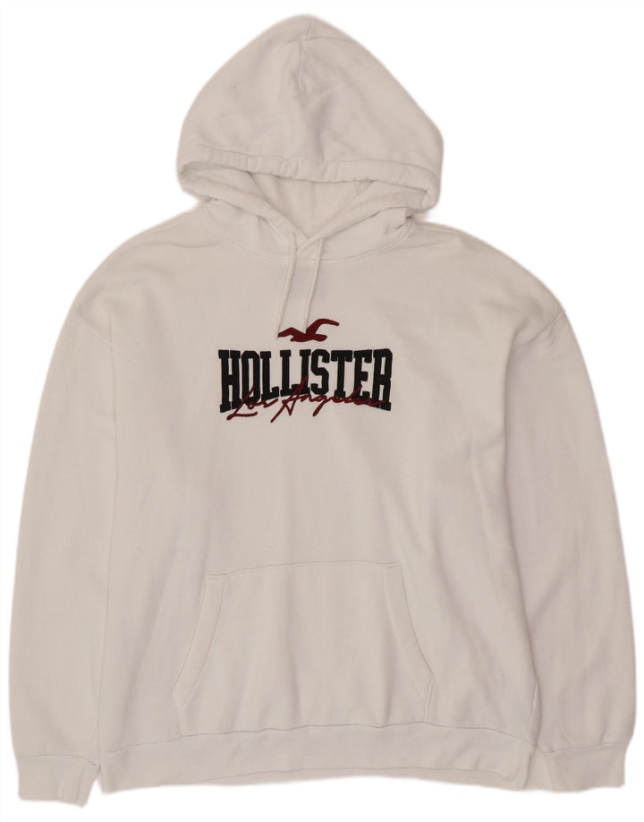 HOLLISTER moletom com capuz gráfico masculino 2XL algodão branco