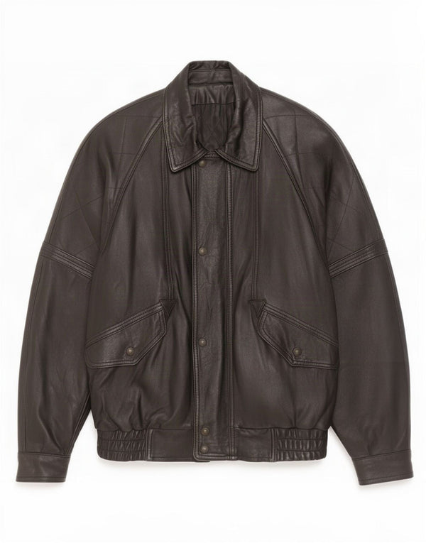 Jaqueta de couro masculina vintage IT 50 grande preta