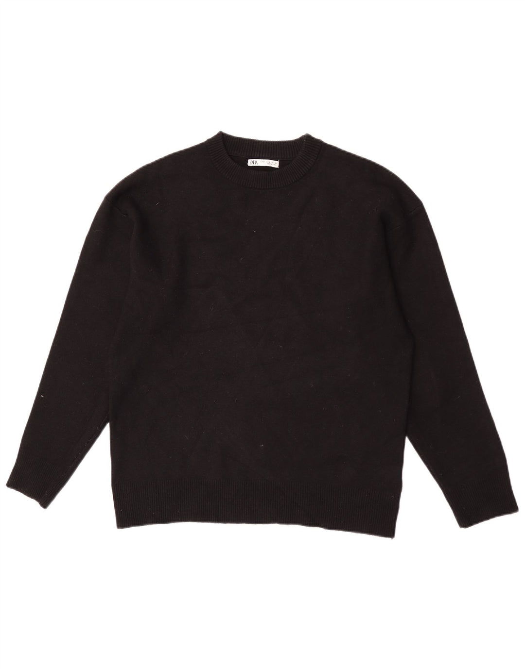Zara Suéter masculino com gola redonda e viscose preta média