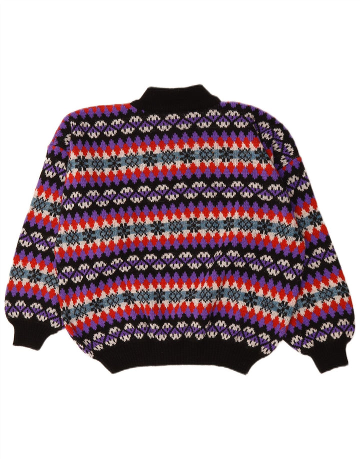 Suéter vintage masculino com gola tartaruga grande multicolorido Fair Isle