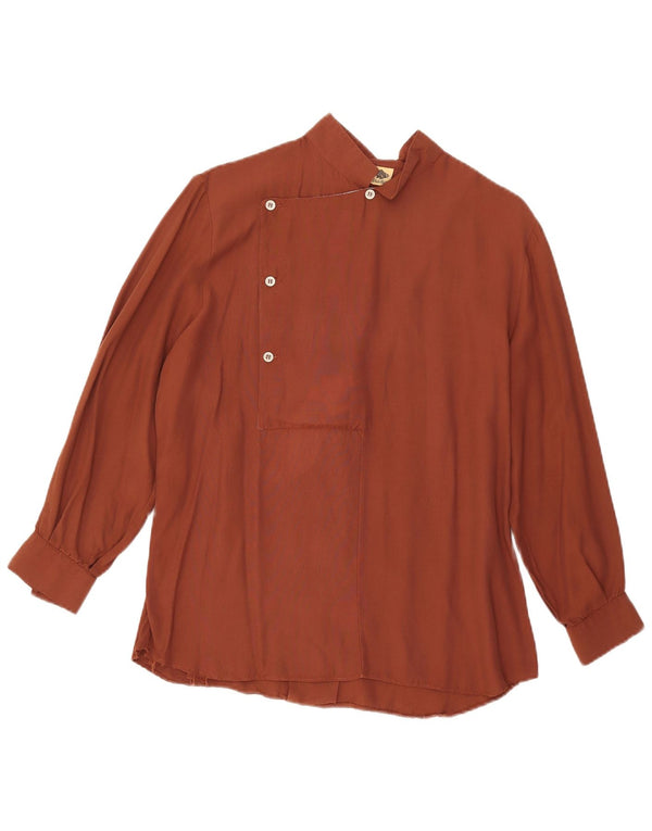 Blusa feminina vintage de manga comprida UK 16 grande marrom