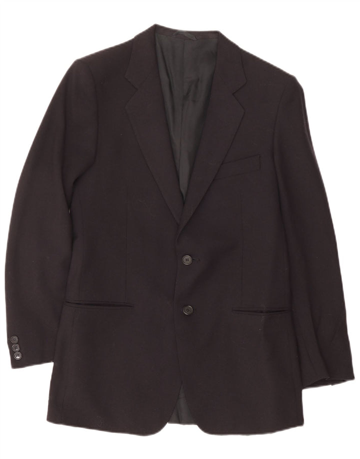 Jaqueta blazer masculina vintage com 2 botões IT 46 pequena lã azul marinho