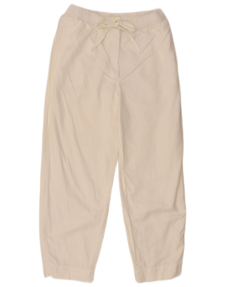 Calça Chino Feminina Cos Reta Médio Algodão Branco