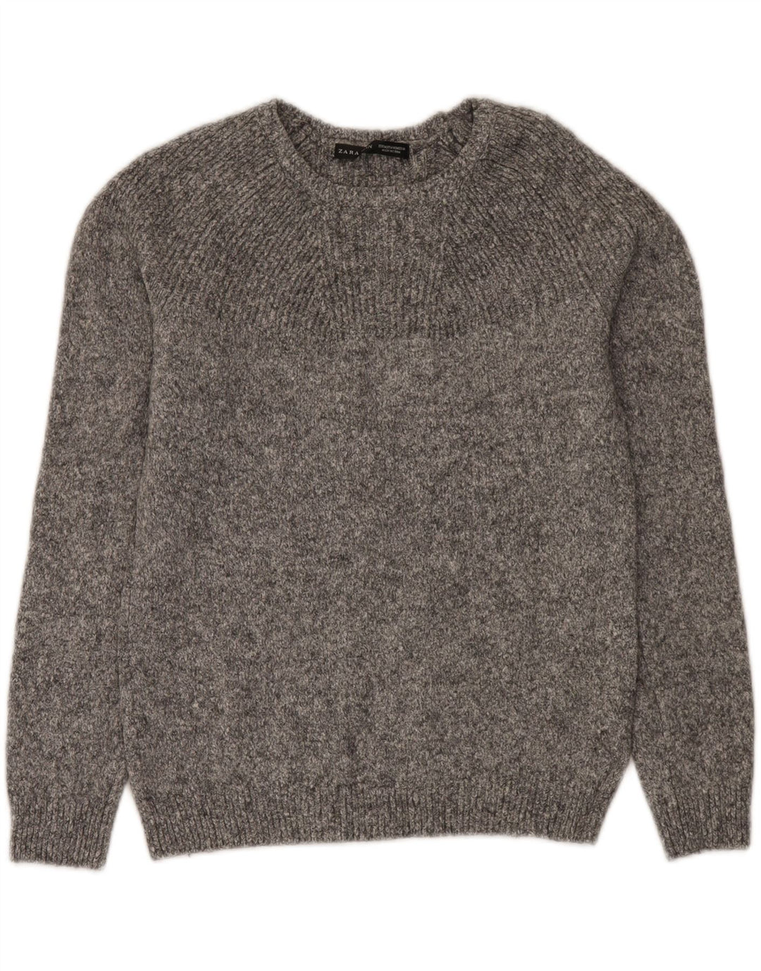 Suéter masculino Zara com gola canoa de lã manchada cinza médio
