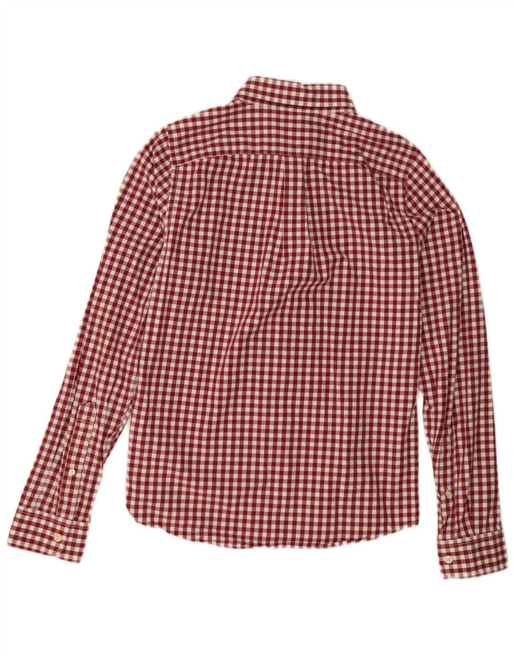 Camisa masculina Abercrombie & Fitch com ajuste muscular xadrez médio vermelho guingão