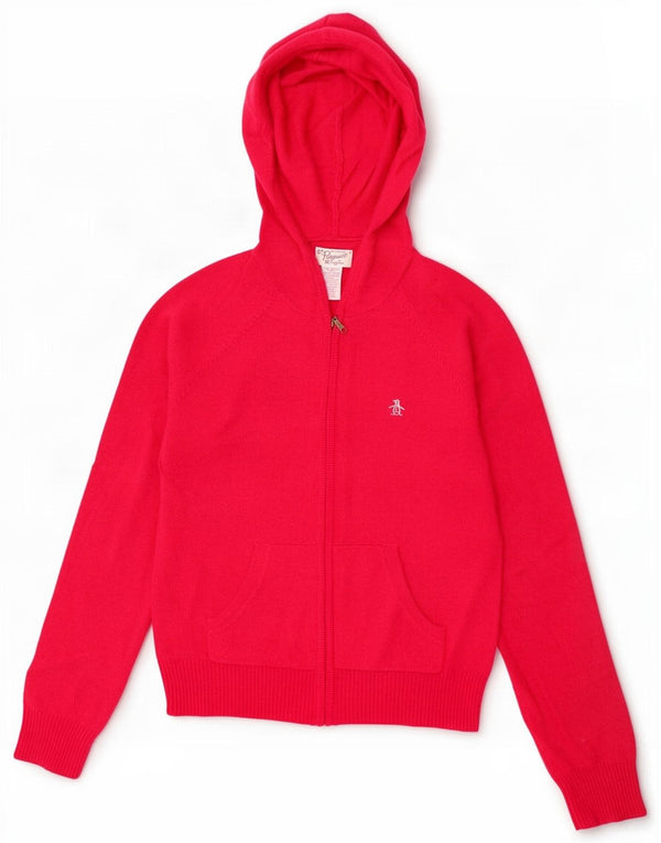 Suéter cardigã feminino com capuz Penguin UK 12 lã merino rosa médio