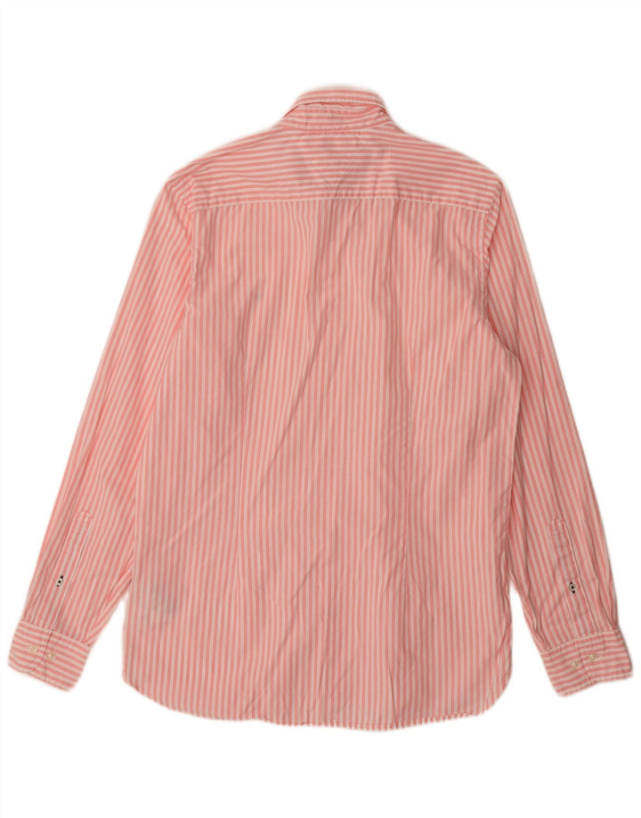 Camisa masculina Tommy Hilfiger grande listrada rosa de algodão