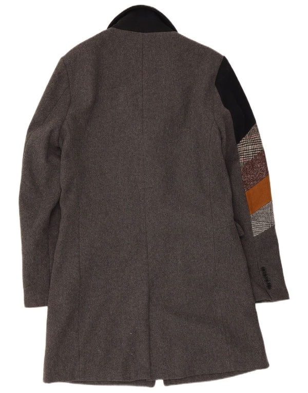 Sobretudo masculino Desigual IT 48 poliéster Colourblock cinza médio