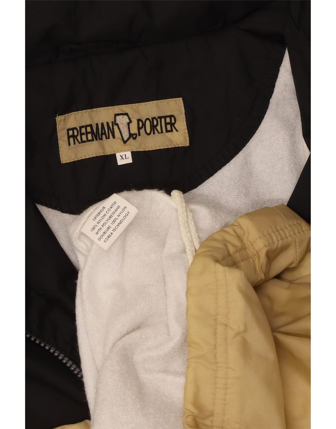 FREEMAN T. PORTER Jaqueta masculina de agasalho gráfico XL bege Colourblock