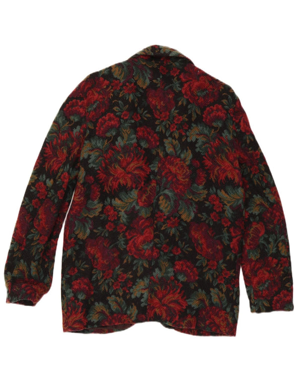 Jaqueta blazer feminina vintage com 1 botão IT 44 médio floral multicolorido