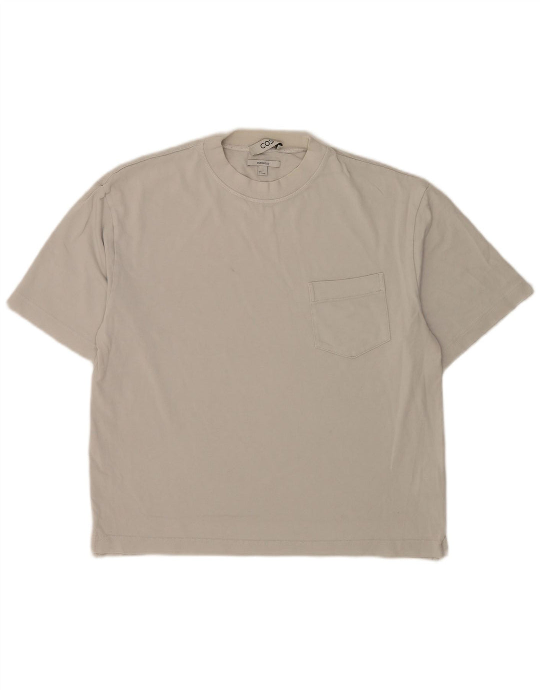 Cos Camiseta masculina oversized top pequeno algodão off white