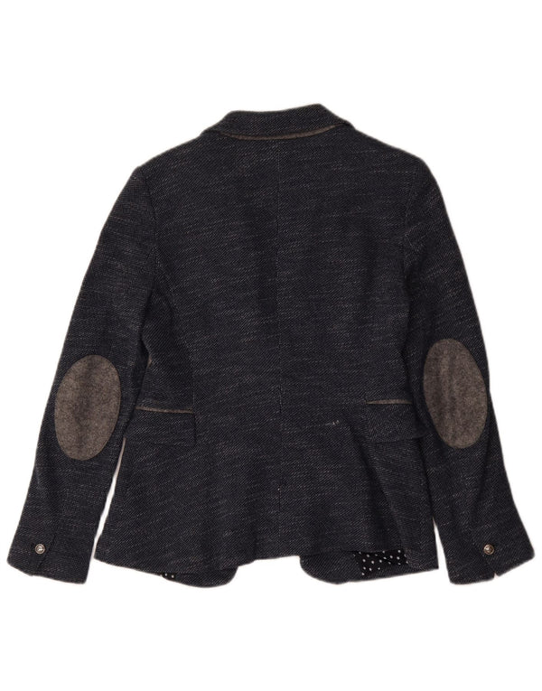 Jaqueta blazer feminina Zara com 1 botão Reino Unido 12 médio azul marinho manchado