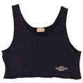 Top colete feminino vintage UK 14 algodão azul marinho médio