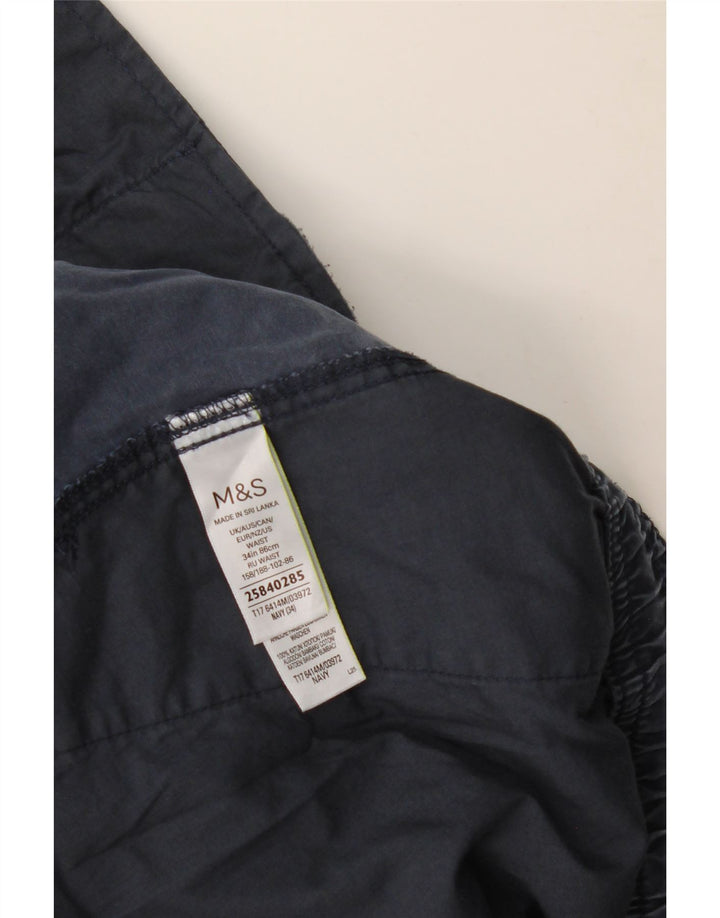 Shorts cargo masculino MARKS & SPENCER W34 grande algodão azul marinho