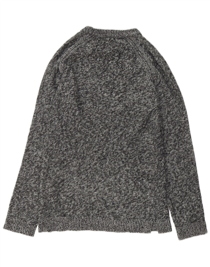 JACK & JONES Suéter masculino com gola canoa pequeno cinza manchado